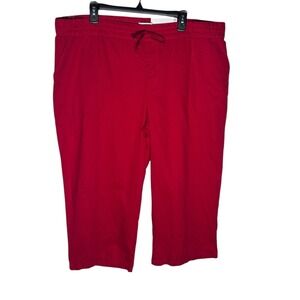 Liz Claiborne Womens XL Cabaret Red Wide Leg Crop Pants 851-2442 0299 NWT